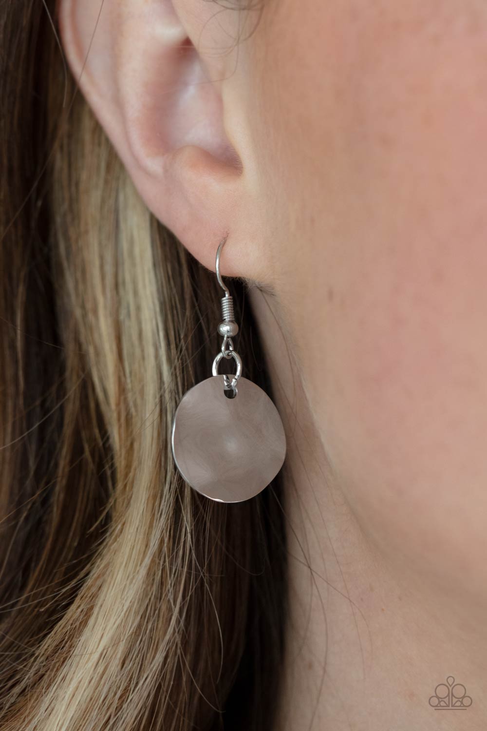 CORD-inated Effort - Blue Cording & Oversized Silver Pendant Paparazzi Necklace & matching earrings