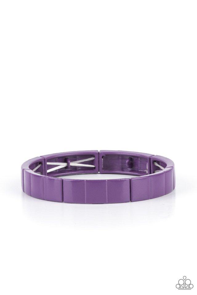 Material Movement - Purple Metal Rectangle Paparazzi Stretch Bracelet