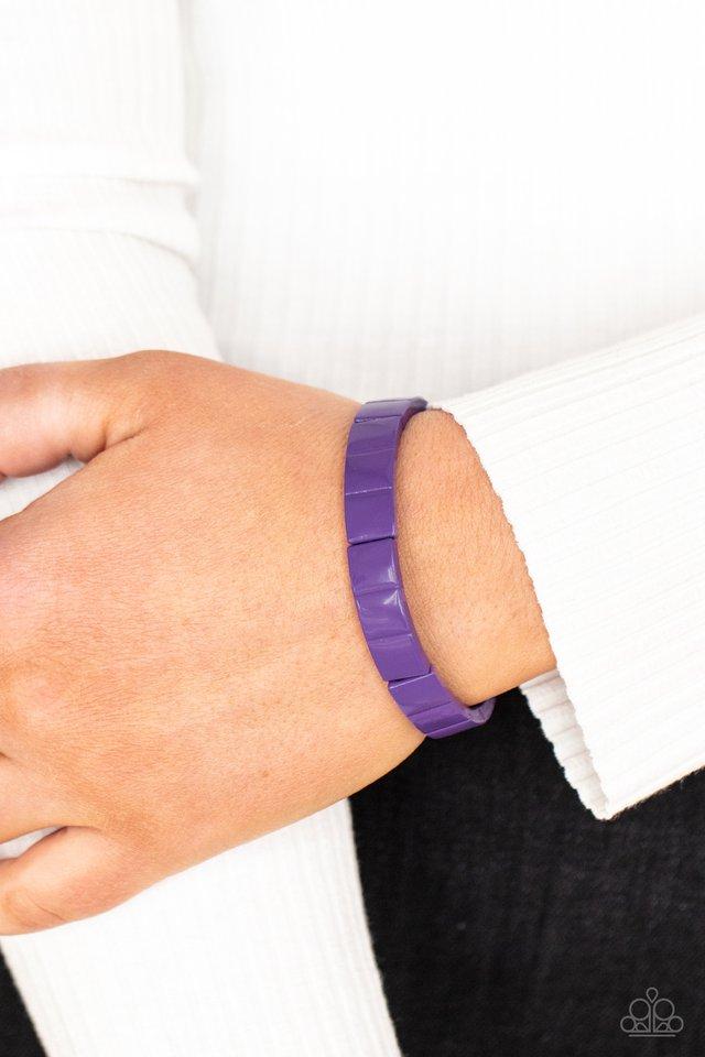 Material Movement - Purple Metal Rectangle Paparazzi Stretch Bracelet