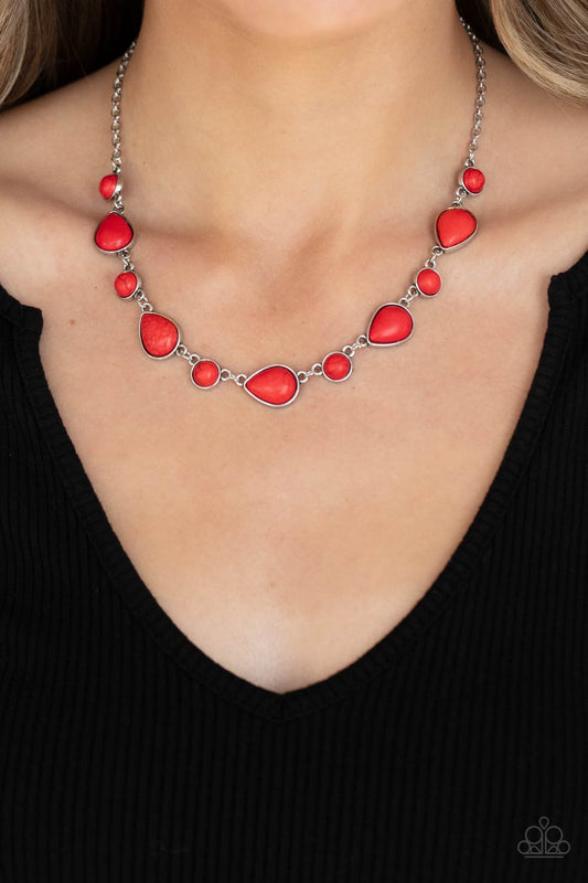 Heavenly Teardrops - Red Round & Teardrop Stone Paparazzi Necklace & earrings