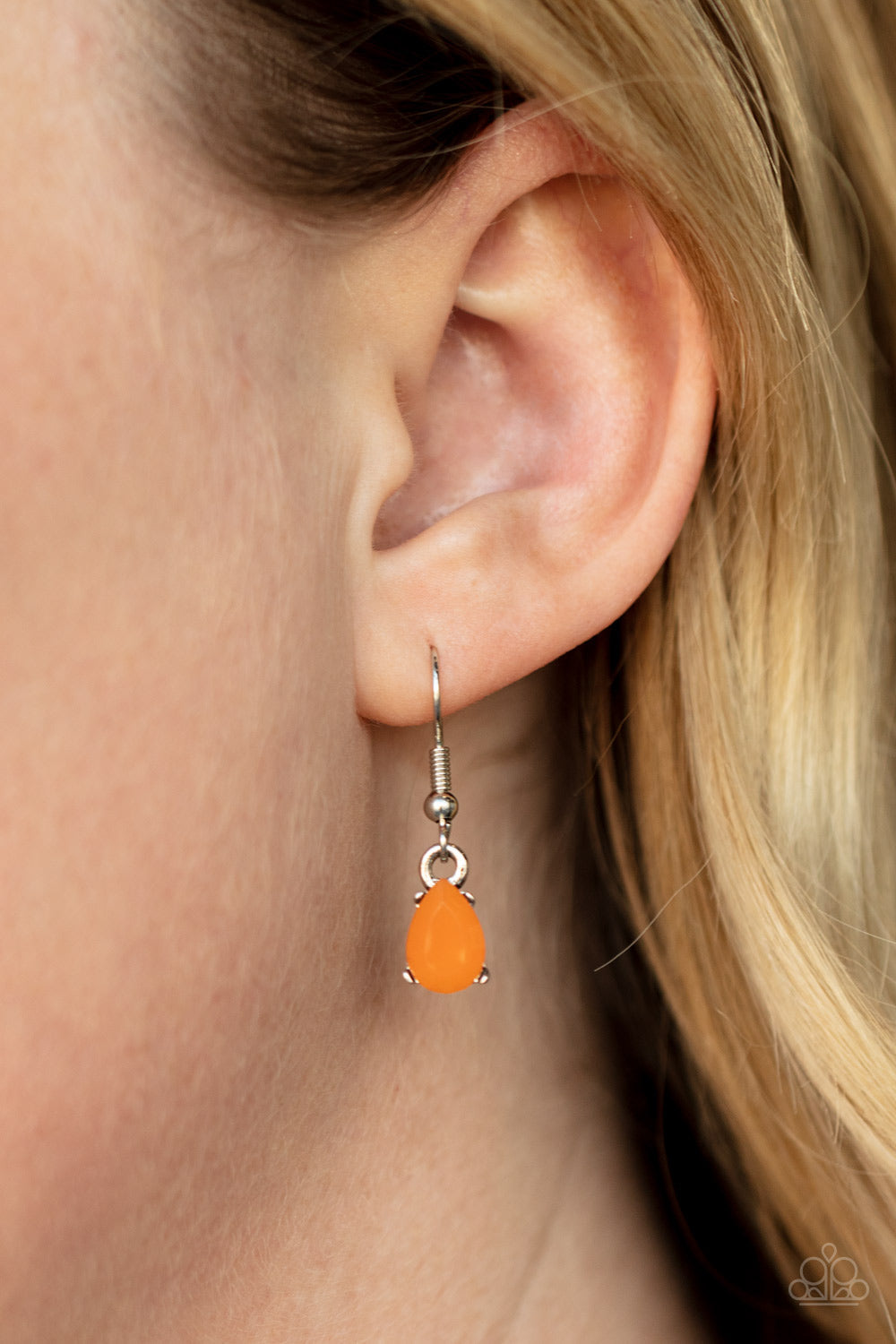 Above The Clouds - Orange Dewy Teardrop Gem Paparazzi Necklace & matching earrings