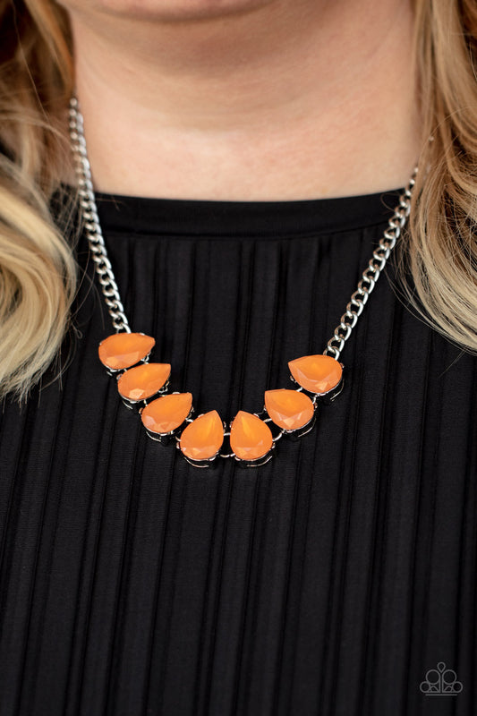 Above The Clouds - Orange Dewy Teardrop Gem Paparazzi Necklace & matching earrings