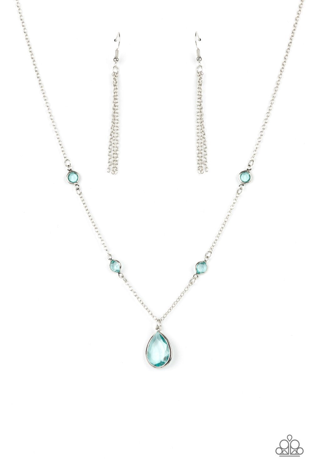Romantic Rendezvous - Blue Radiance Teardrop Gem Paparazzi Necklace & matching earrings
