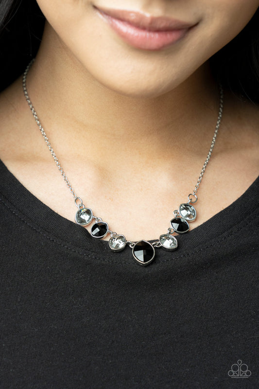 Material Girl Glamour - Black & Smoky Rhinestone Paparazzi Necklace & matching earrings