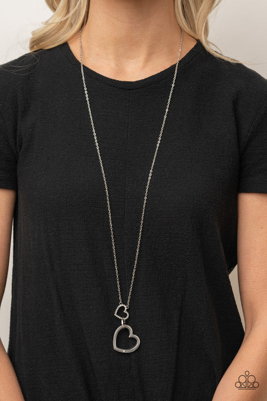 Grandma Glow - White Rhinestones/"Grandma" Engraved Silver Heart Pendant Paparazzi Necklace & matching earrings