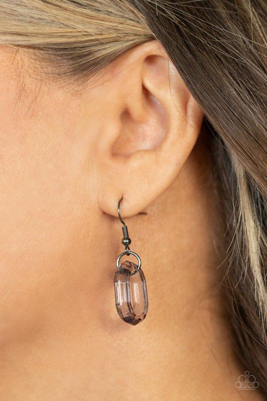 Have I Made Myself Clear? - Gunmetal & Clear Acrylic Oversized Link Paparazzi Necklace & matching earrings