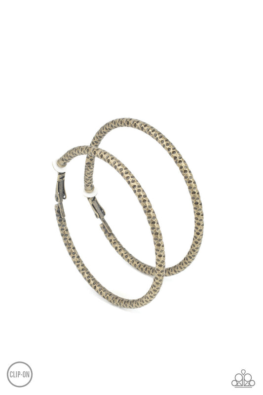 Subtly Sassy - Brass Oversized CLIP-ON Paparazzi Hoop Earrings