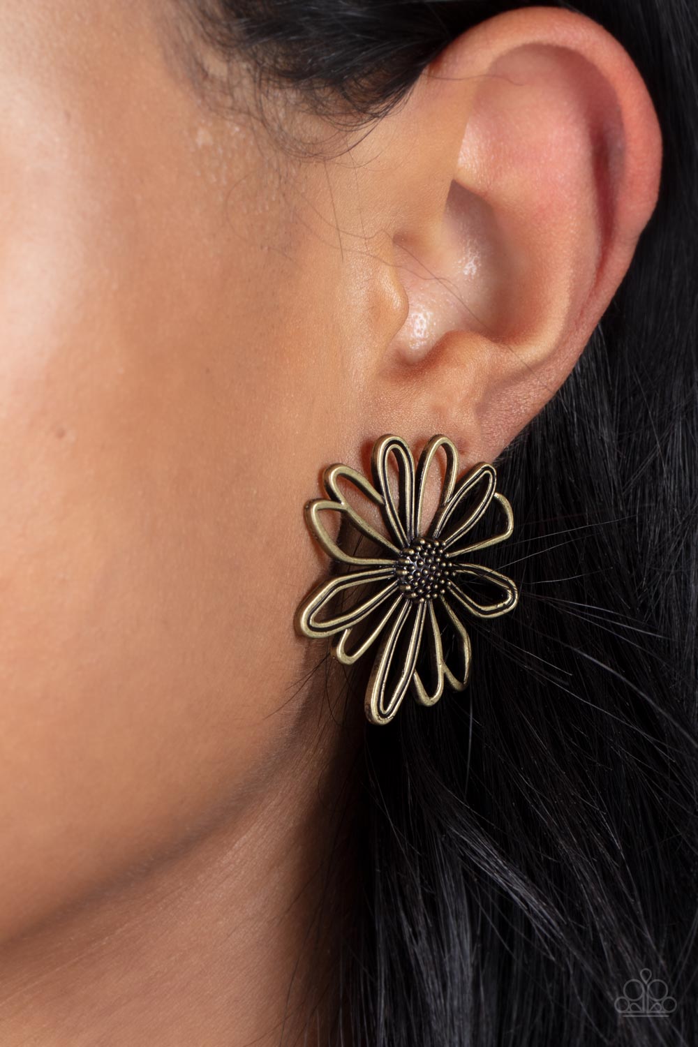 Artisan Arbor - Brass Airy Petal Rustic Flower Paparazzi Earrings
