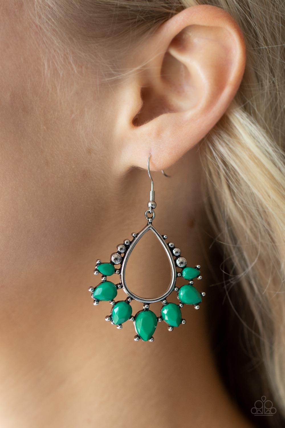 Flamboyant Ferocity - Green Leprechaun Teardrop Beaded Paparazzi Earrings