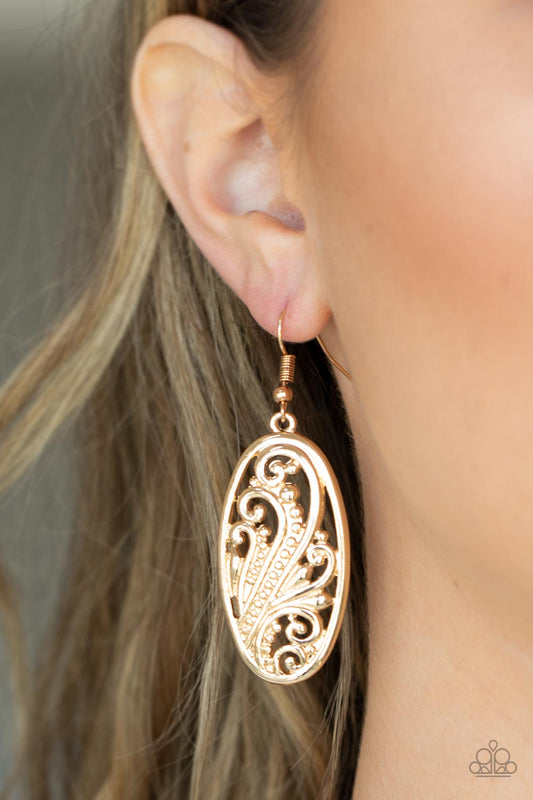 High Tide Terrace - Gold Frills & Dotted Design Paparazzi Oval Earrings