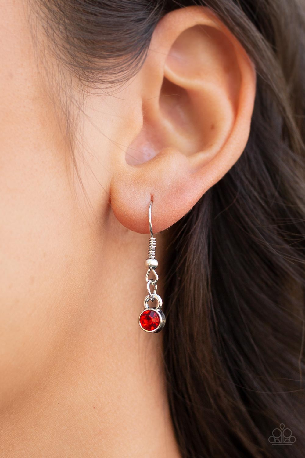 Star-Spangled Sass - Red Rhinestone/Silver "Star Spangled and Sassy" Pendent Necklace & matching earrings