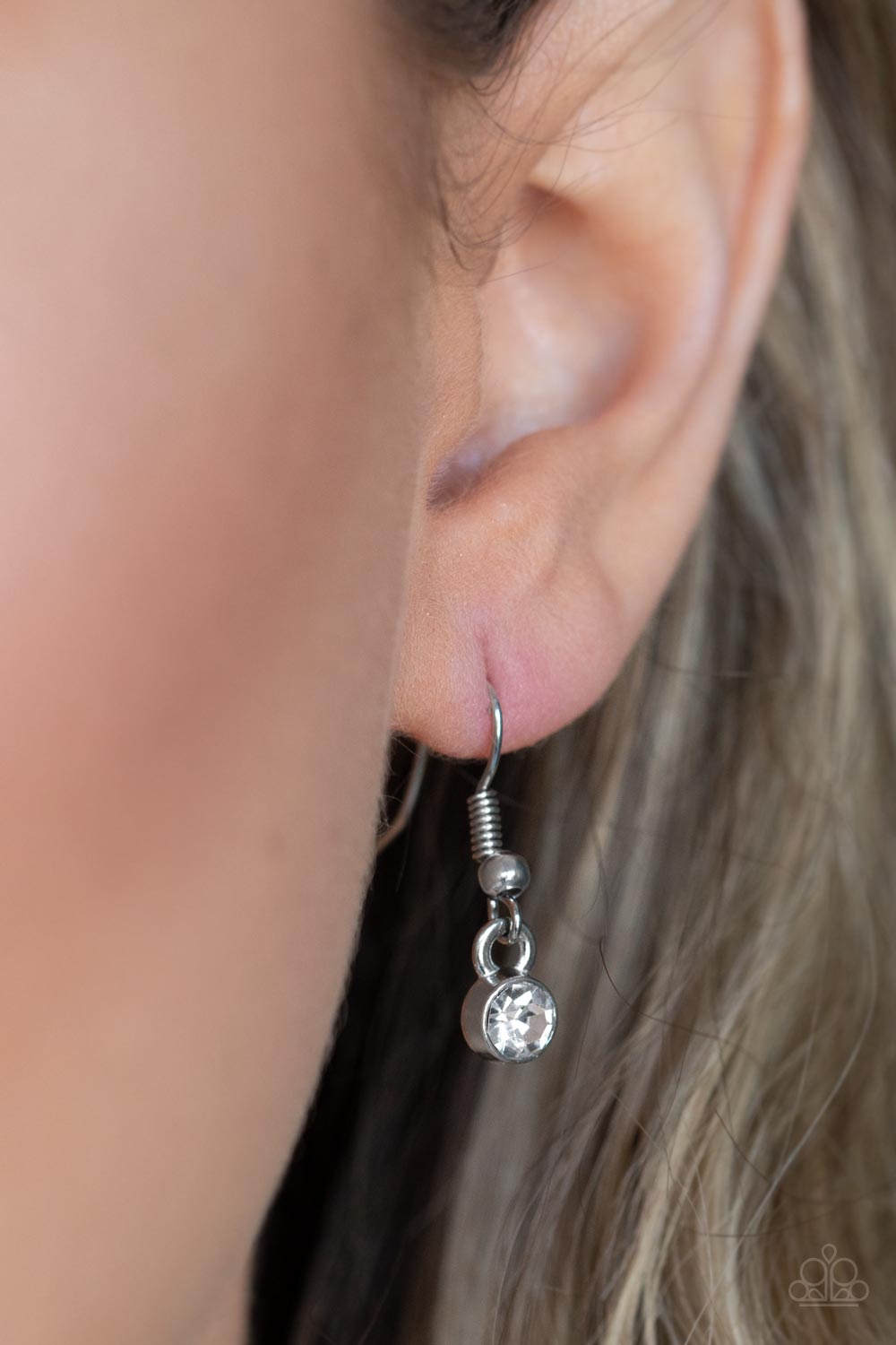 Demandingly Diva - White Oversized Teardrop Gem Pendant Paparazzi Necklace & matching earrings