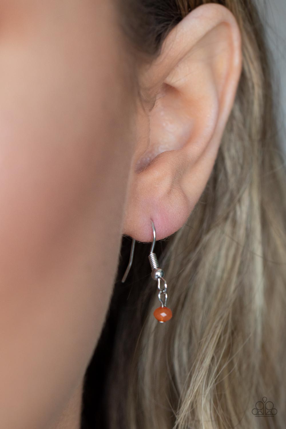 Frond Fantasy - Orange Dainty Beaded & Silver Oversized Leaf Pendant Paparazzi Necklace & matching earrings