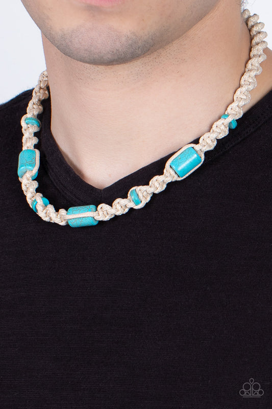 Explorer Exclusive - Blue Cylindrical Stones & Macramé Style Paparazzi Urban Necklace