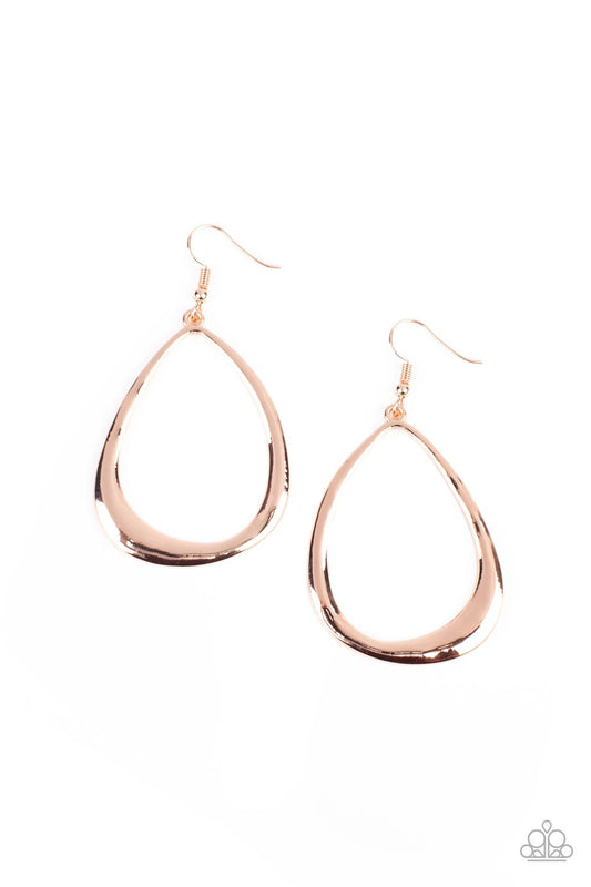 ARTISAN Gallery - Rose Gold Asymmetrical Teardrop Paparazzi Earrings