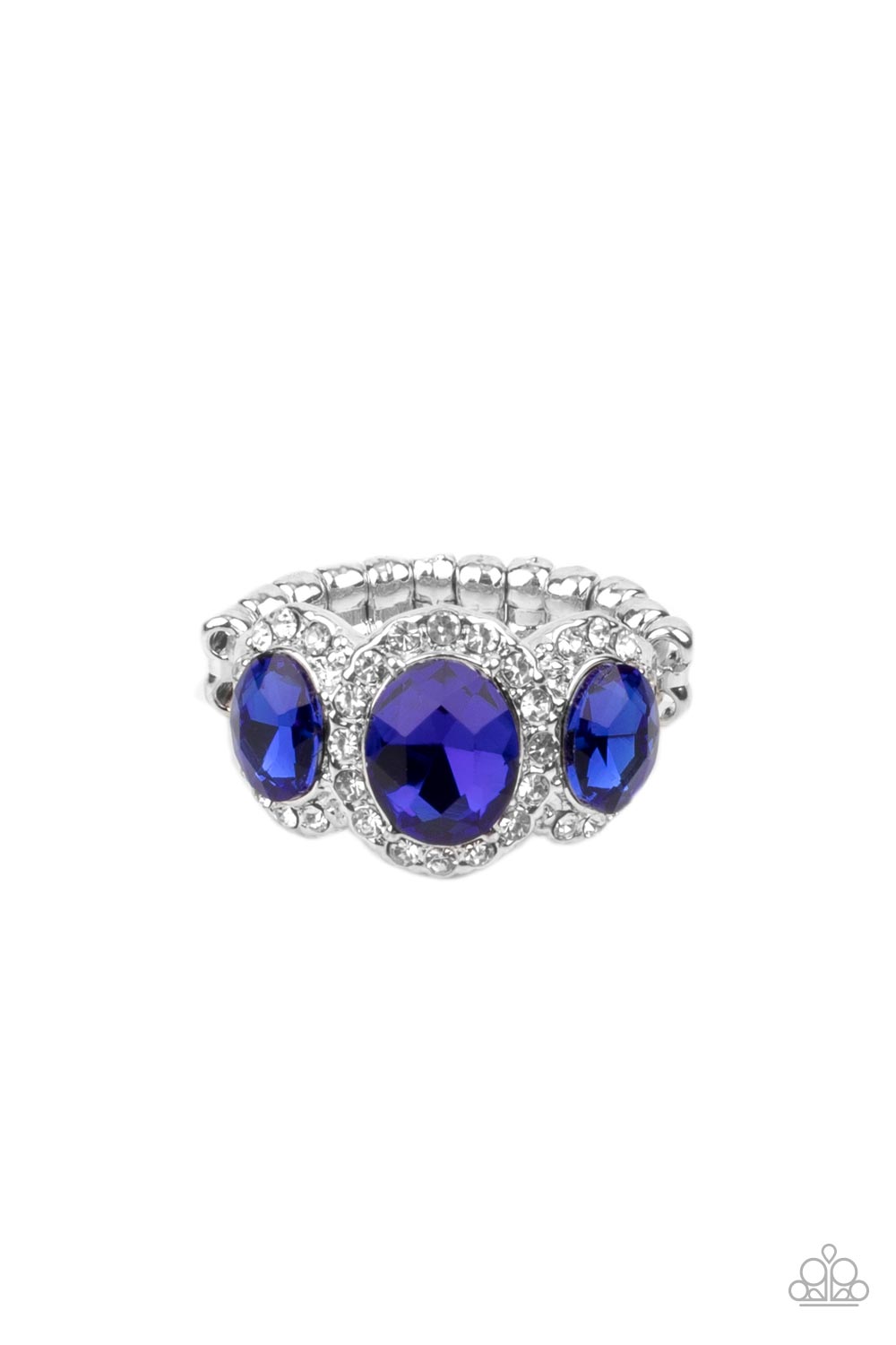 Royal Residence - Blue Oval Gems & White Rhinestone Paparazzi Ring