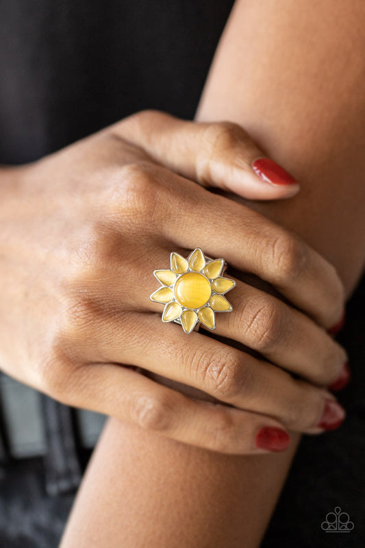 Blossoming Sunbeams - Yellow Cat's Eye Blossom Paparazzi Ring