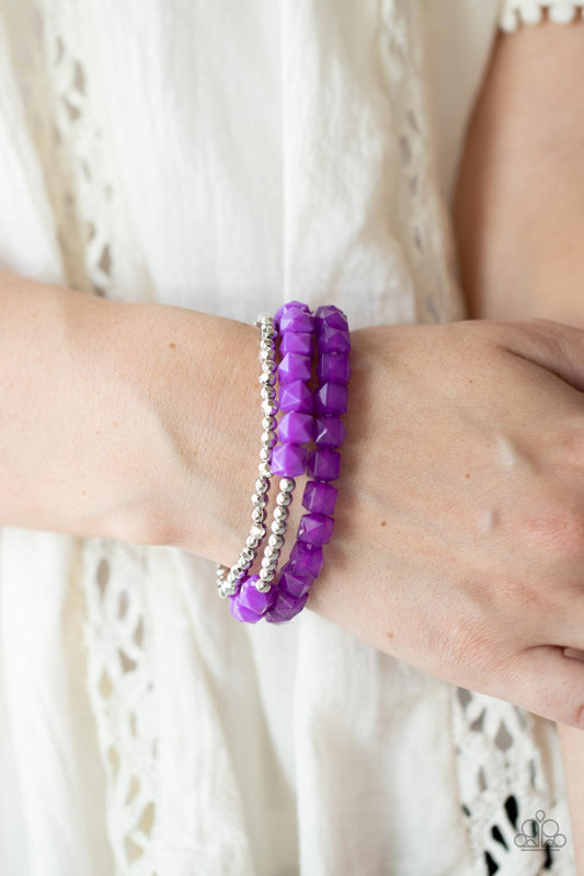 Vacay Vagabond - Purple Solid & Opaque Beaded Paparazzi Stretch Bracelet