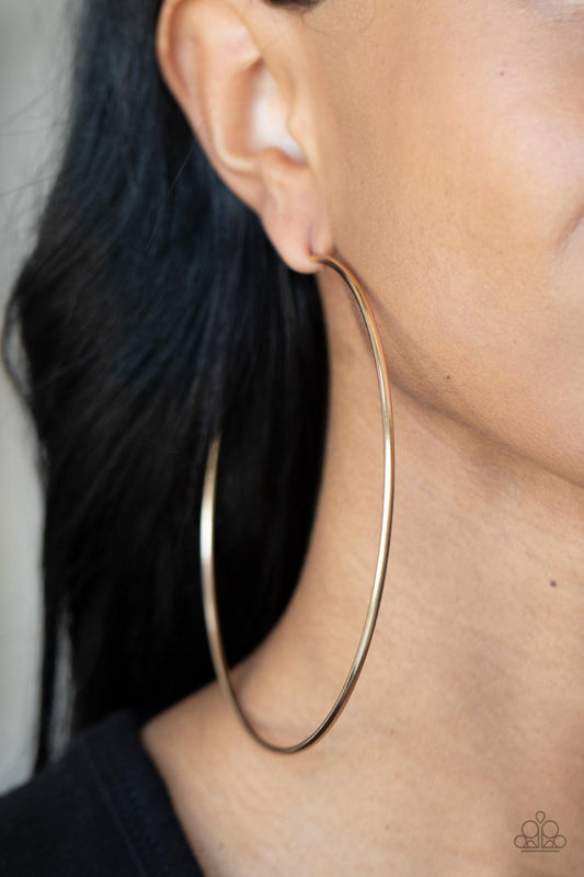 Colossal Couture - Gold 4" Oversized Hoop Paparazzi Earrings