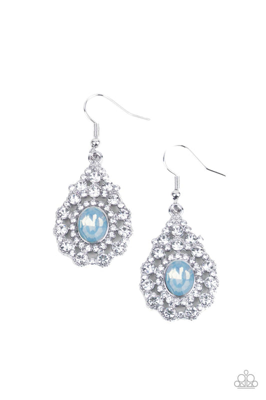Celestial Charmer - Blue Opalescent Gem & White Rhinestone Paparazzi Earrings