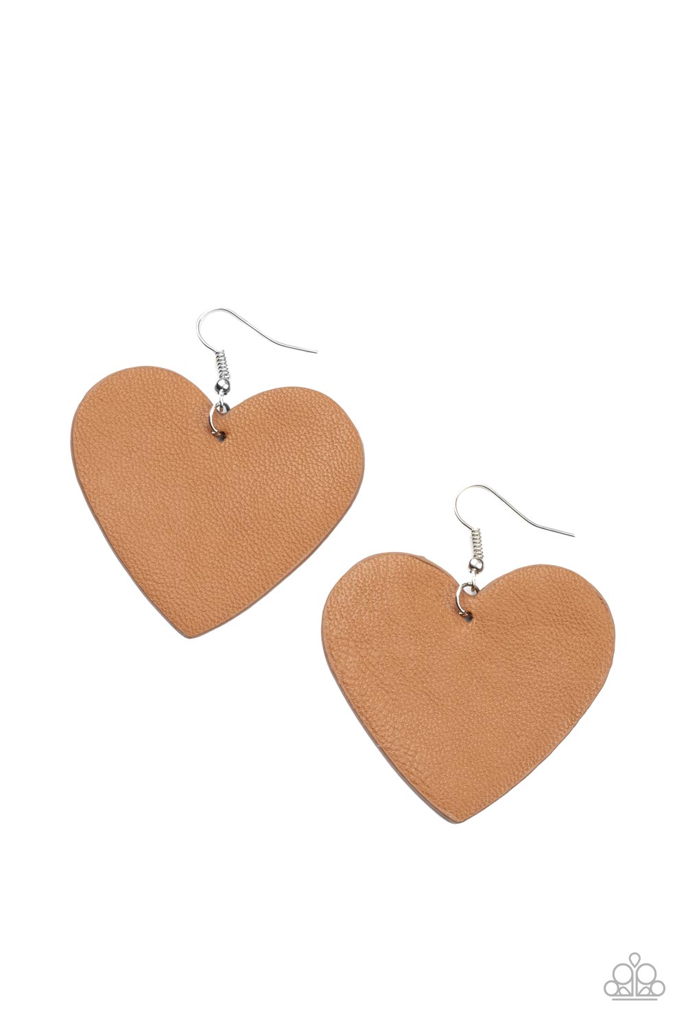 Country Crush - Brown Leather Heart Paparazzi Earrings