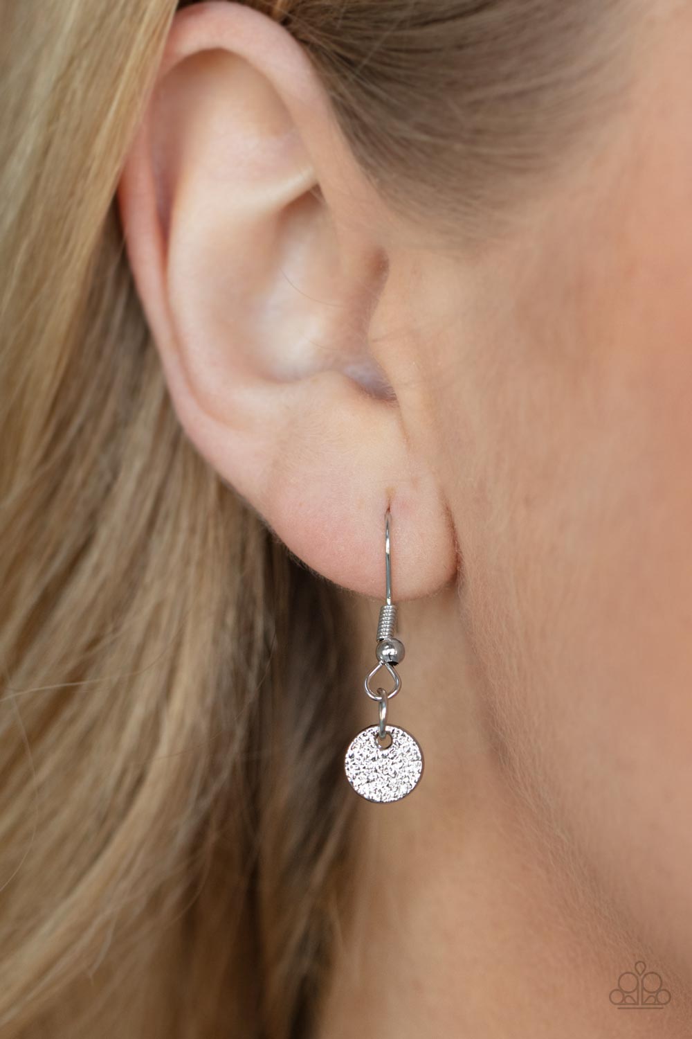 The Cosmos Are Calling - Orange Accents/Textured Silver Disc Paparazzi Necklace & matching earrings