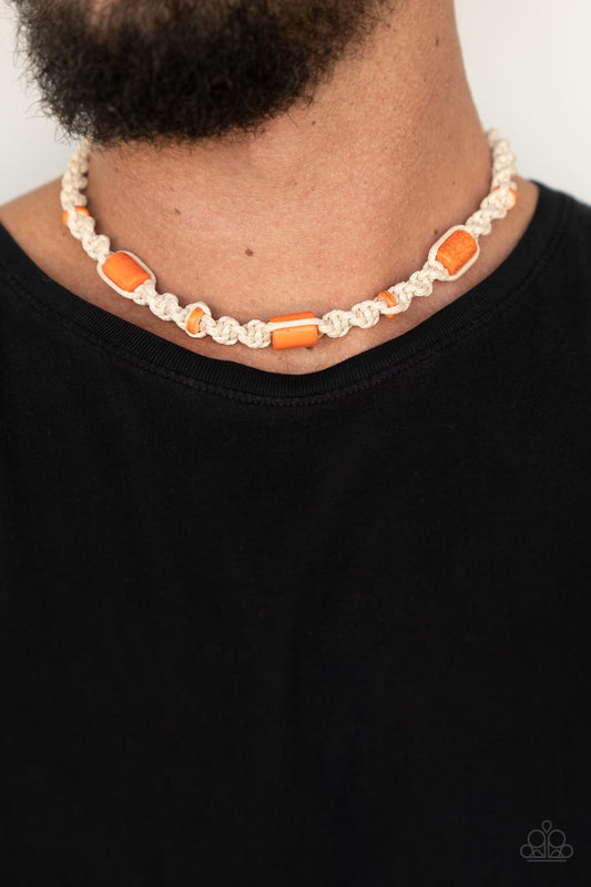Explorer Exclusive - Orange Cylindrical Stones & Macramé Style Paparazzi Urban Necklace