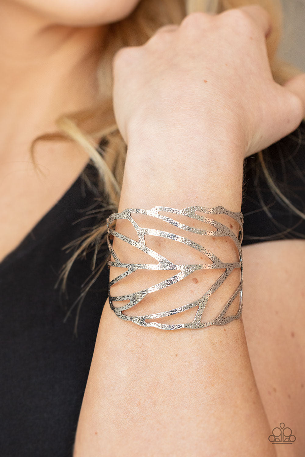 FLOCK, Stock, and Barrel - Silver Airy Feather Paparazzi Cuff Bracelet
