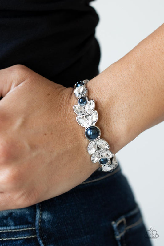 Regal Reminiscence - Blue Pearl & White Rhinestone Paparazzi Cuff Bracelet