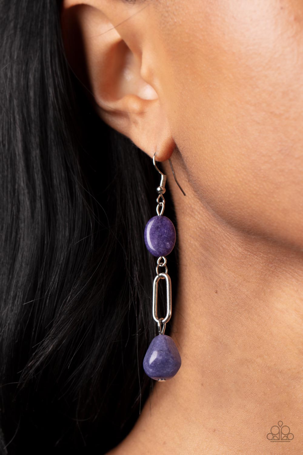 Stone Apothecary - Purple Amethyst Stones & Flat Oval Paparazzi Earrings