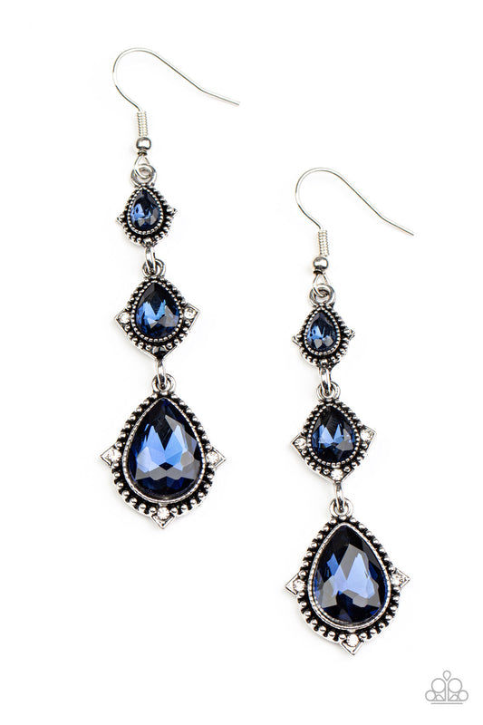 Prague Princess - Blue Teardrop Gem Paparazzi Earrings