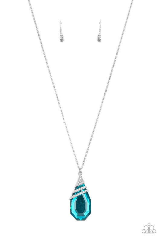 Demandingly Diva - Blue Oversized Teardrop Pendant Paparazzi Necklace & matching earrings
