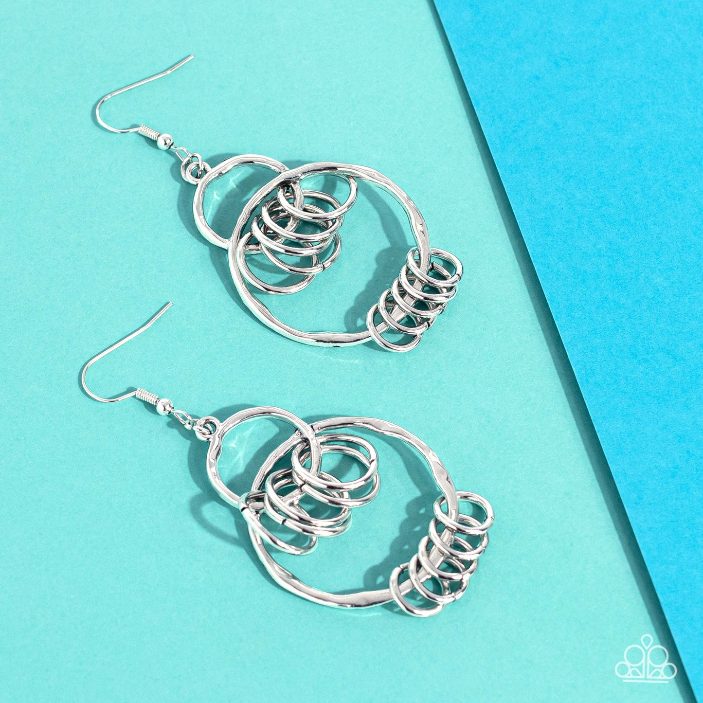Rebel Ringer - Silver Dainty Rings & Hammered Silver Loop Paparazzi Earrings