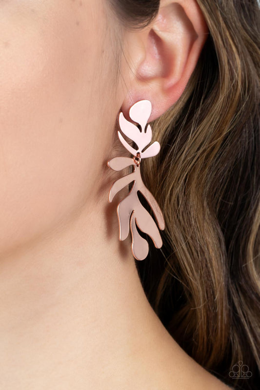 Palm Picnic - Copper Palm Leaf Paparazzi Earrings