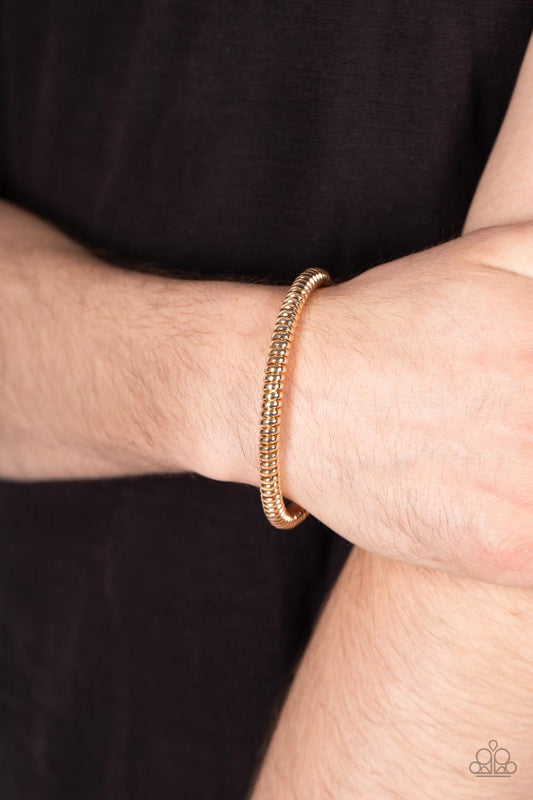 Turbocharged - Gold Cable Paparazzi Men's Cuff Bracelet