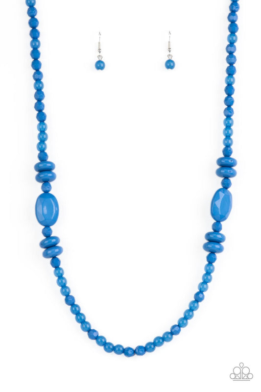 Tropical Tourist - Blue Cloudy/Solid Acrylic Beaded Paparazzi Necklace & matching earrings