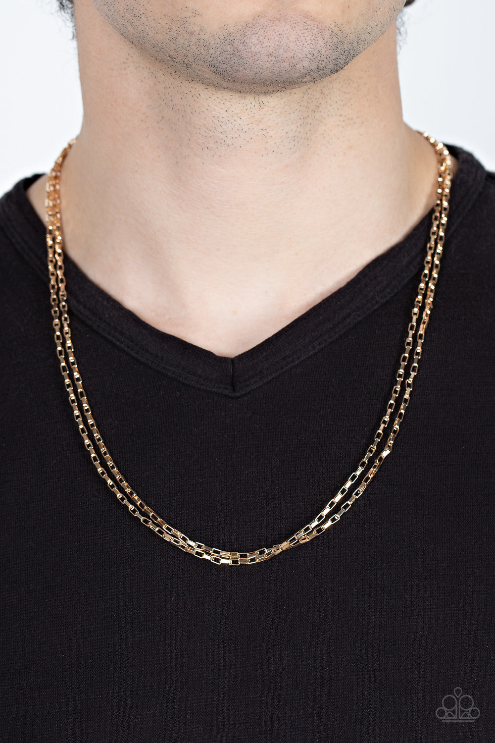 Dead Heat - Gold Rectangular Link Paparazzi Men's Necklace