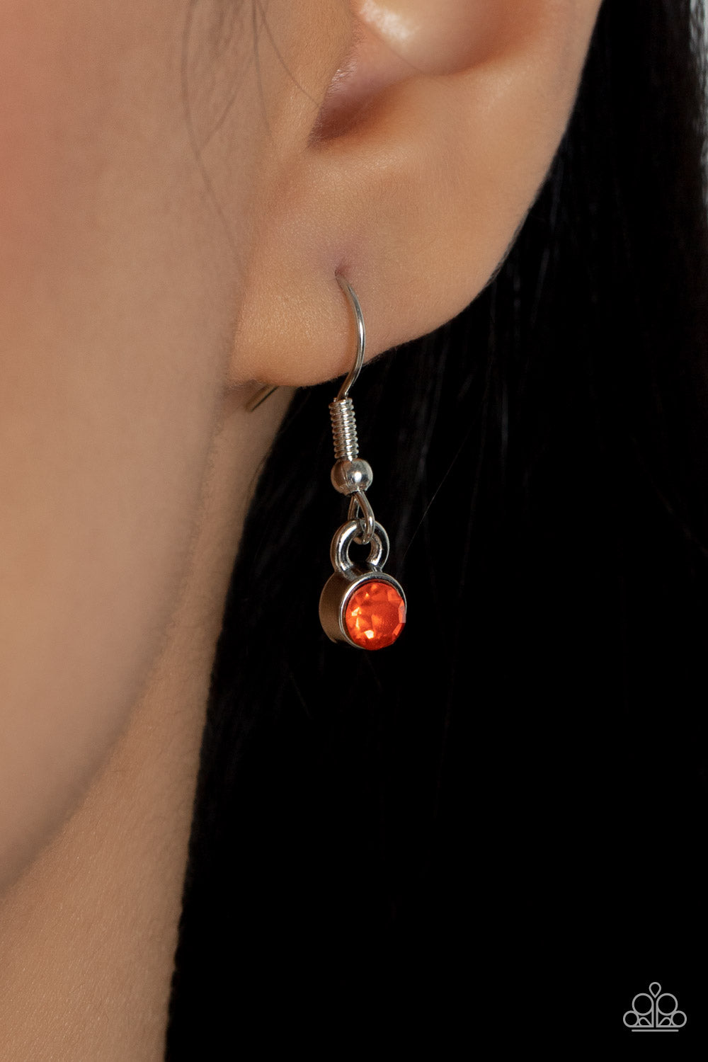 Tearoom Twinkle - Orange Rhinestones/Airy Floral Petal Pendant Paparazzi Necklace & matching earrings