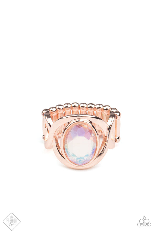 Mystical Treasure - Rose Gold & Iridescent Gem Paparazzi Ring