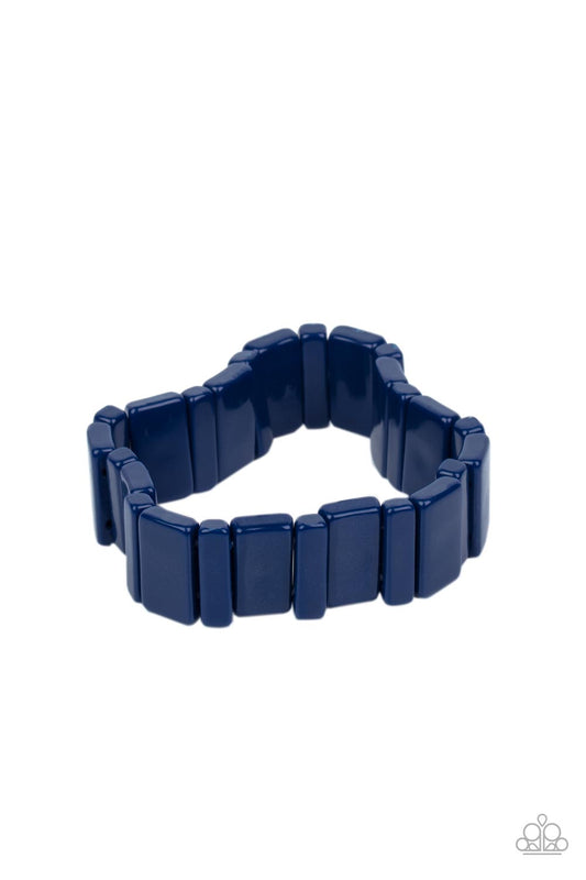 In Plain SIGHTSEER - Blue Mismatched Acrylic Frame Paparazzi Stretch Bracelet