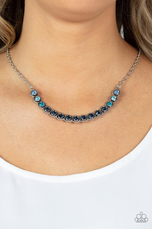 Throwing SHADES - Blue Ombre Rhinestone Pendant Paparazzi Necklace & matching earrings