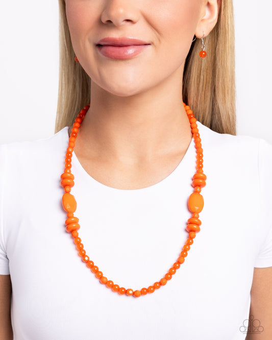 Tropical Tourist - Orange Acrylic Beaded Paparazzi Necklace & matching earrings