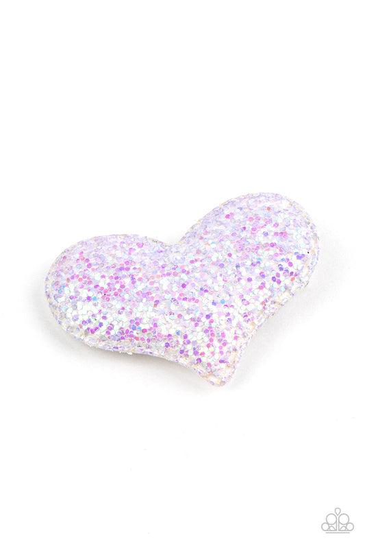 Rainbow Love - Multi Iridescent Glitter Heart Paparazzi Hair Clip