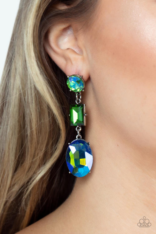 Extra Envious - Green UV Gem Paparazzi Earrings