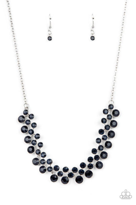 Won The Lottery - Blue Rhinestone Collar Paparazzi Necklace & matching earrings