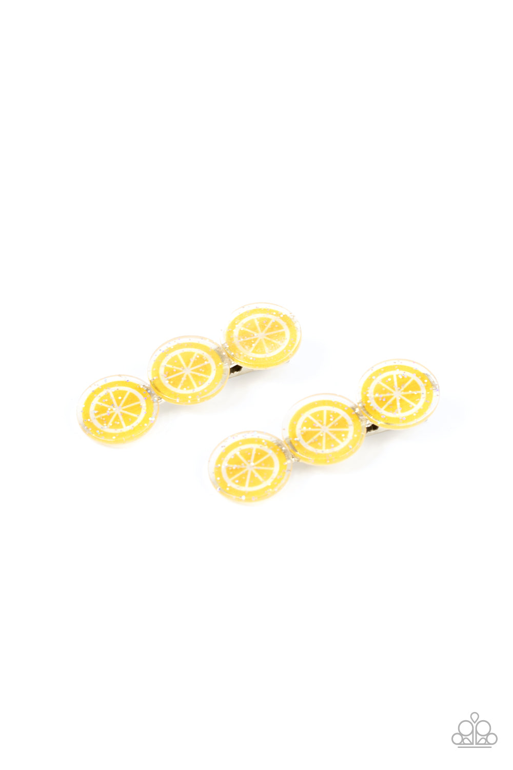 Charismatically Citrus - Yellow Glittery Lemon Frame Paparazzi Hair Clips