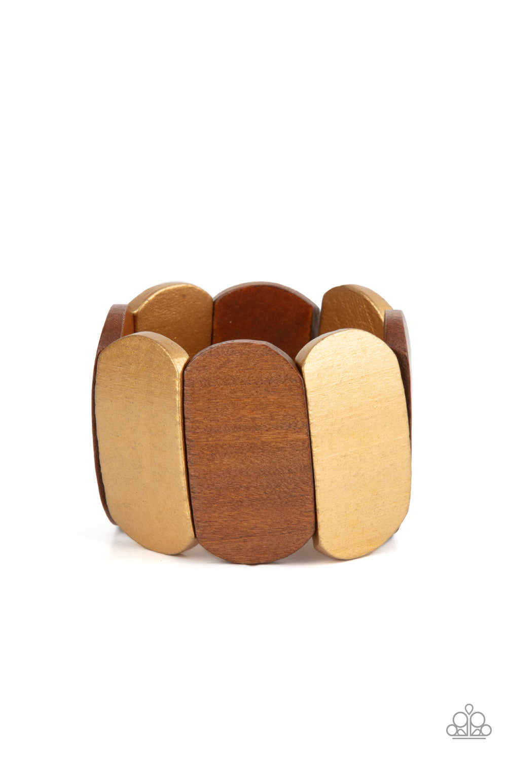 Natural Nirvana - Gold Shimmer/Wooden Panel Paparazzi Stretch Bracelet