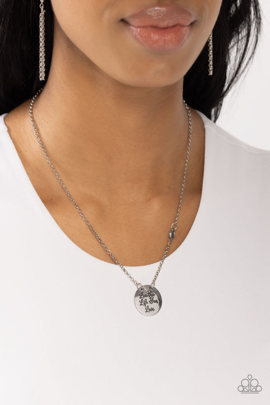 Live The Life You Love - Silver "Live the Life You Love" Stamped Pendant Paparazzi Necklace & matching earrings