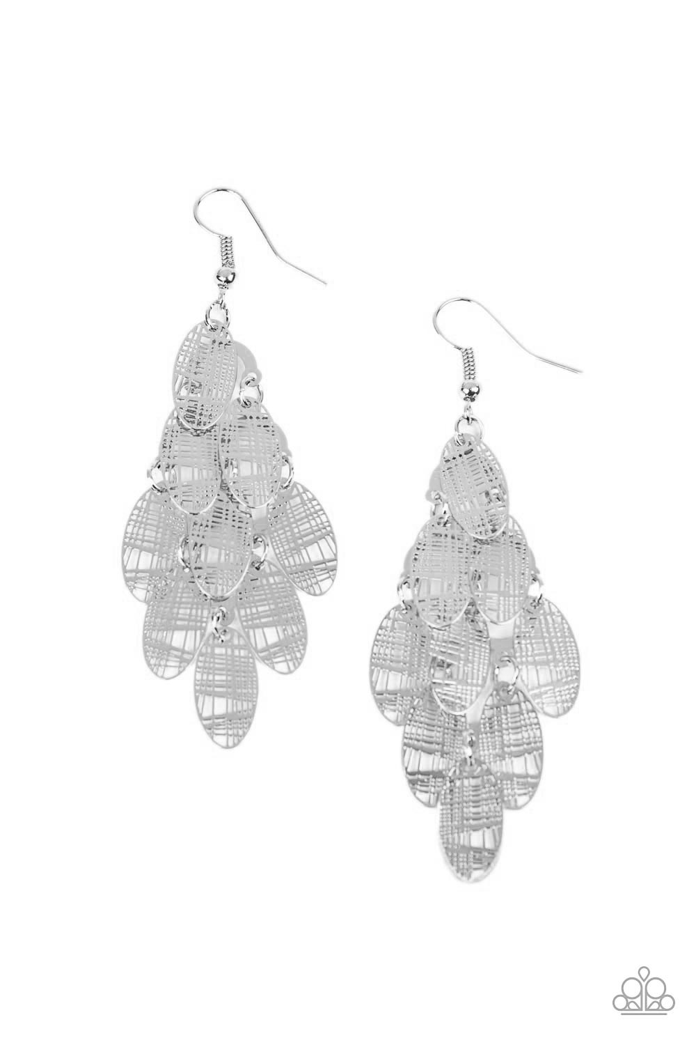 Cross It Off My List - Silver Abstract Crisscrossed Texture Oval Frame Paparazzi Earrings