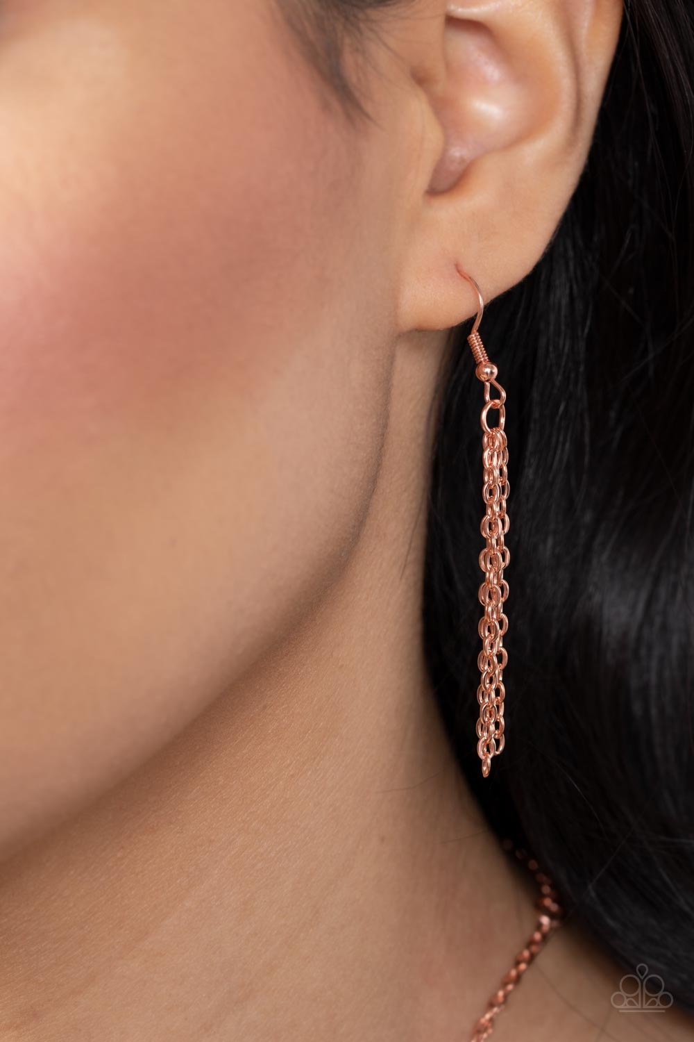 New Age Nautical - Copper & Peachy Shell-Like Disc Pendant Paparazzi Necklace & matching earrings